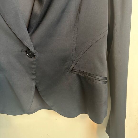 Theory Black Sateen Women’s Tuxedo Blazer 4 - Picture 3 of 8